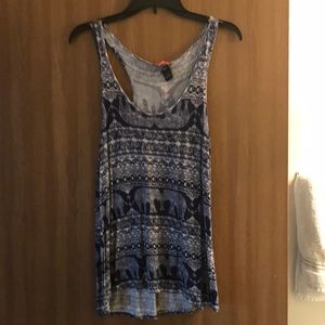 Blue tank top with orange zipper in back